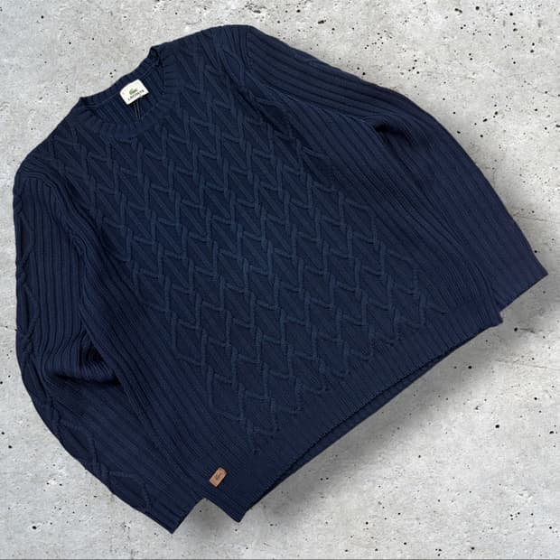 [100] 라코스테 울 네이비 케이블 니트 스웨터 D782