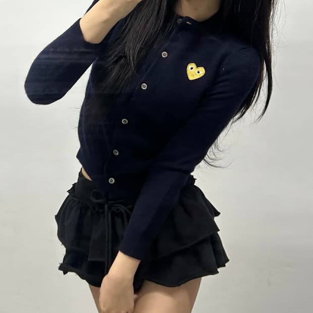 꼼데가르송 네이비 울 니트 걸즈 가디건(L)