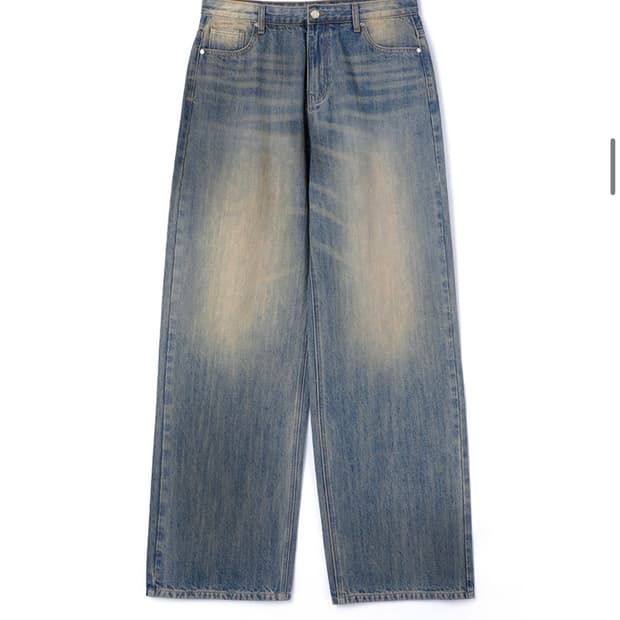 Dnsr (L) 시그니처 와이드 데님 팬츠 딥 워시드 틴블루