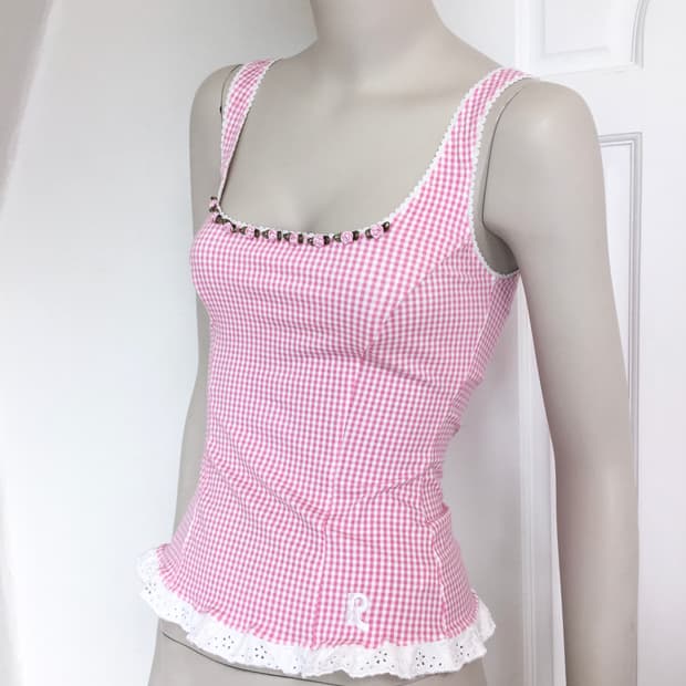 Coquette baby Corsage Check Top