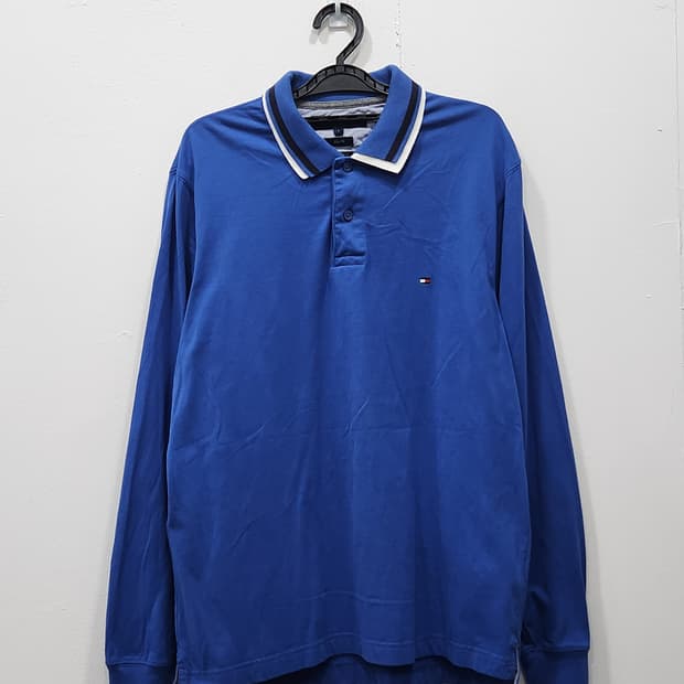 [L] 타미힐피거 슬림핏 긴팔 폴로티 남성 L사이즈