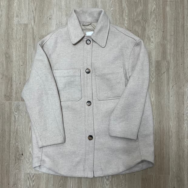 H&M 에이치앤엠 여성 오버핏 헤링본 울 셔켓 자켓 M(95)