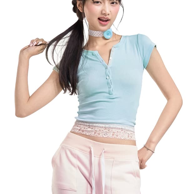 포어링 베이비 파우더 레이스 티 (민트m)