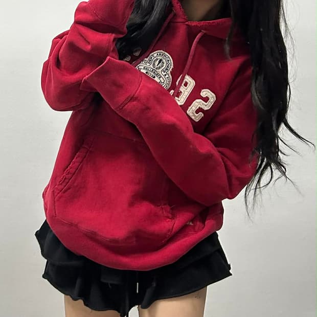 아베크롬비 y2k 딮버건디 스웻 셔츠 후드티(XL)