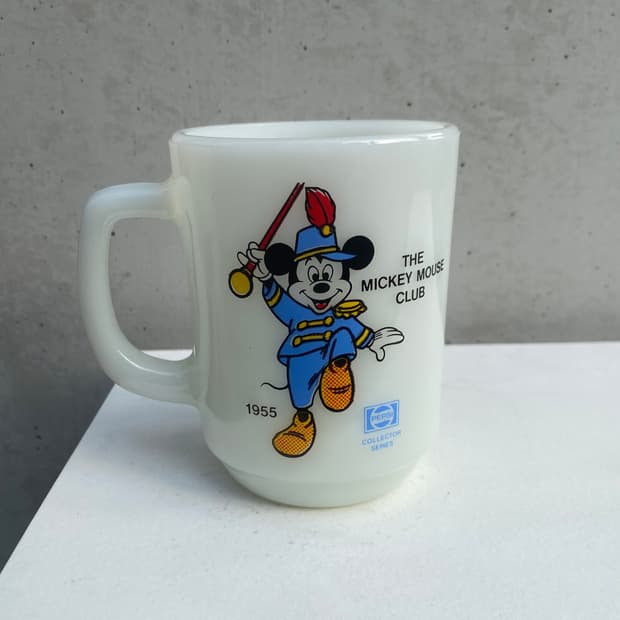 Fire king 1955 Mickey Mouse 머그컵 유리컵 밀크글