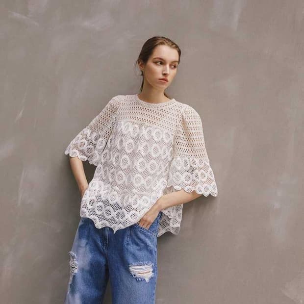 타임 네트 니트 탑 프리사이즈