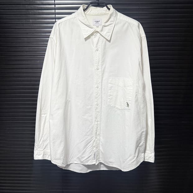 에스피오나지 옥스포드 오버 화이트 셔츠 마우스 쥐 자수 L 100 미니멀