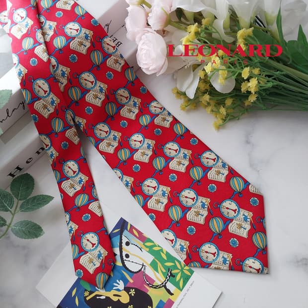 레오나드 실크 레드 넥타이 9.6cm 새상품K1240
