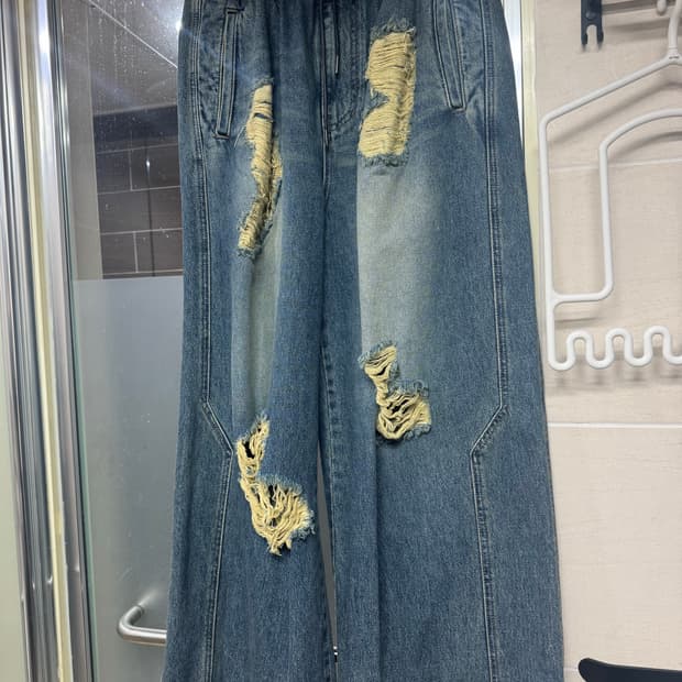 준지 / 24ss 데님 데미지드 와이드 팬츠 / 44