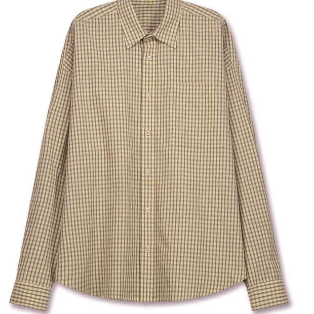 [L]  DNSR 오버사이즈 스몰 체크 셔츠 베이지
