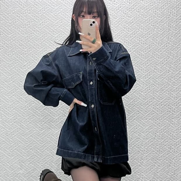 유니클로 U 빈티지 모던 캐주얼 시크 데님 워크 셔츠 M C10739