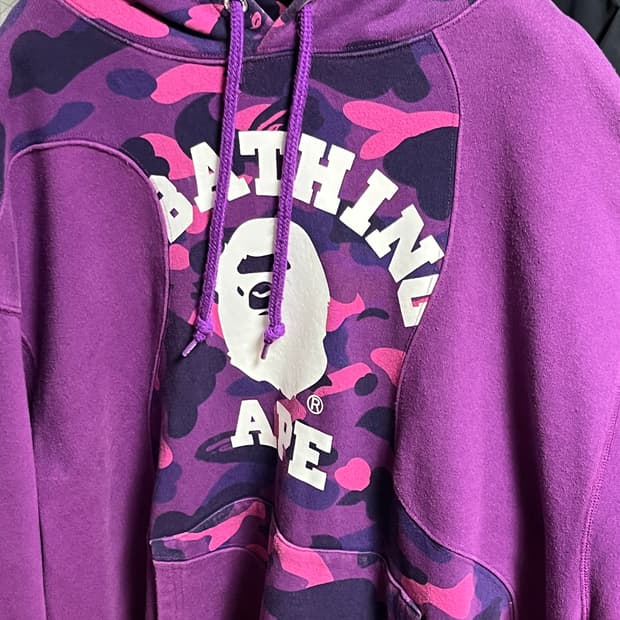 베이프 퍼플 카모 후드 2xl