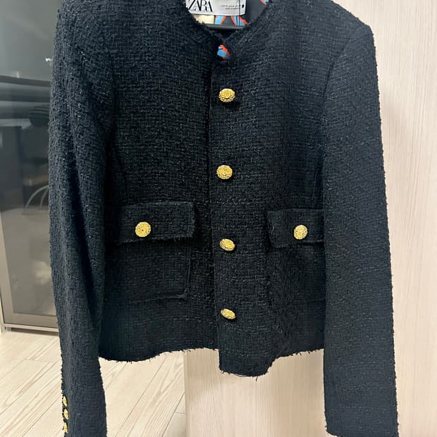 자라 블랙 스트럭처 트위드 자켓