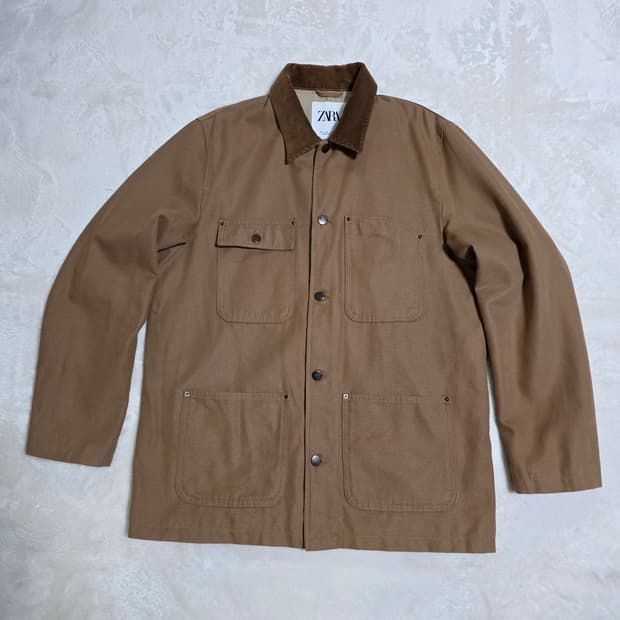 (L)자라 브라운 코듀로이 칼라 워크 자켓