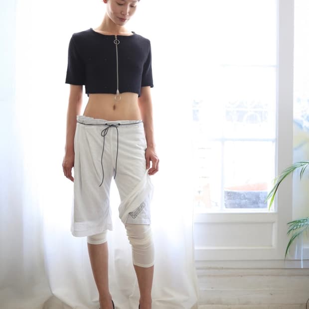 울리카상투스   CURTAIN HALF PANTS (WHITE)