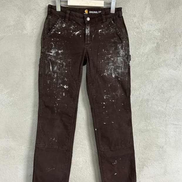 Carhartt 칼하트 브라운 더블니 페인팅 팬츠