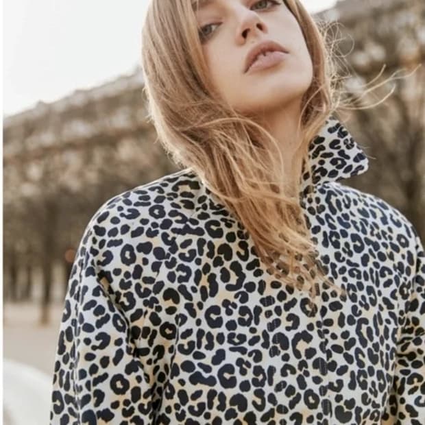 마쥬 MAJE  기욤 레오파드 스트레치 코튼 트렌치 코트 사이즈 36