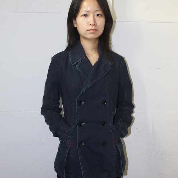 마리떼 프랑소와 저버 레드 스티치 디테일 데님 블레이저