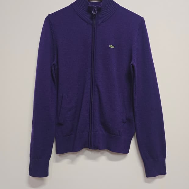 라코스테 퍼플 니트 집업 가디건