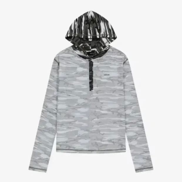 아캄 camo contrast hooded long sleeve 화이트
