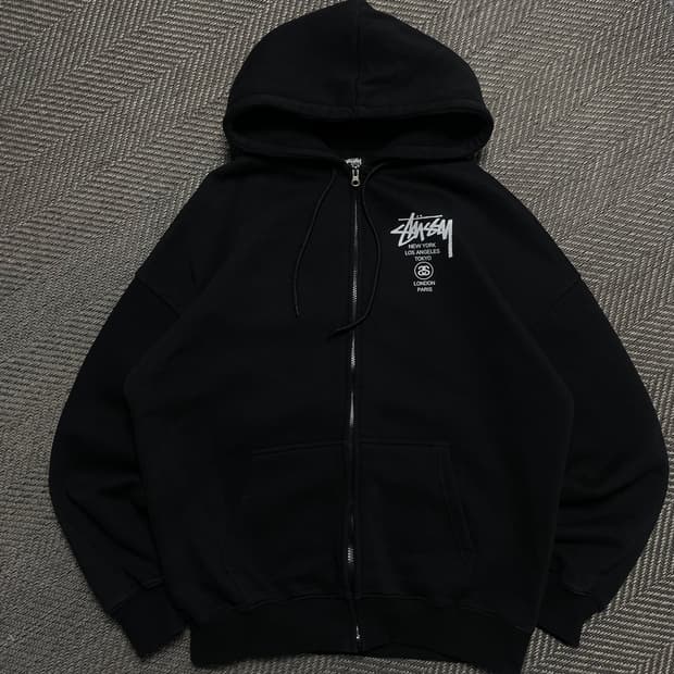 스투시 월드투어 후드집업 블랙y 5302