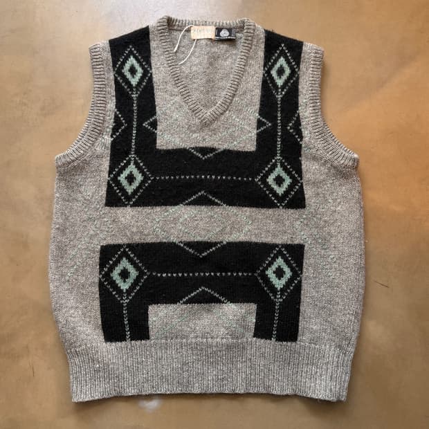 80S 맨즈 비기 BY 타케오키쿠치 에스닉 퓨어  뉴 울 베스트