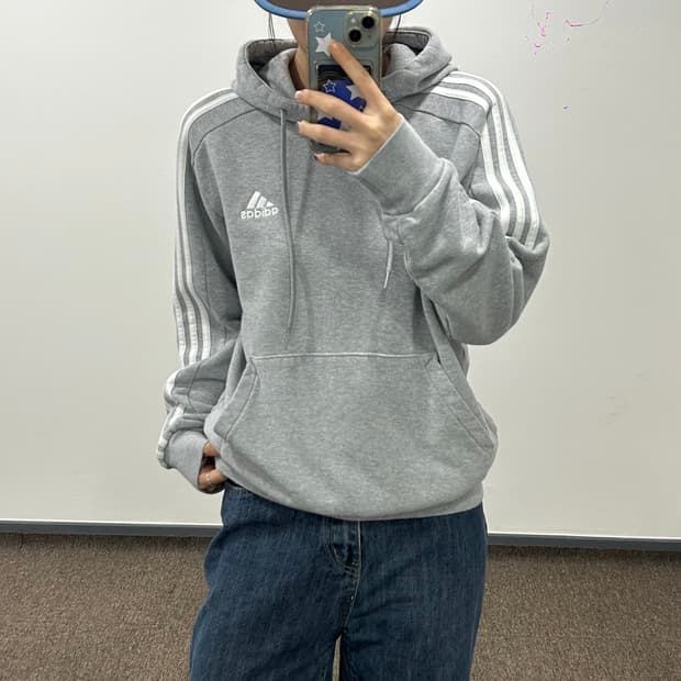 Adidas 아디다스 삼각로고 그레이 후드티