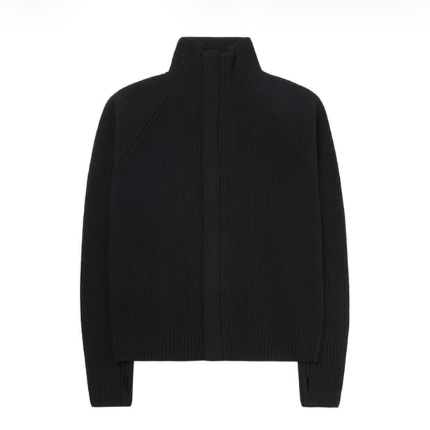 토니웩 슈퍼 파인 메리노 울 플래킷 집업 니트 블랙 L