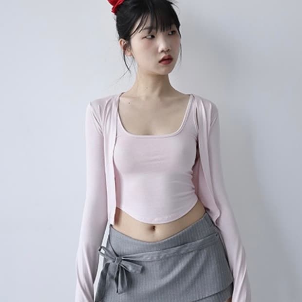 새상품)클라따 소프트 슬리브리스&가디건 세트