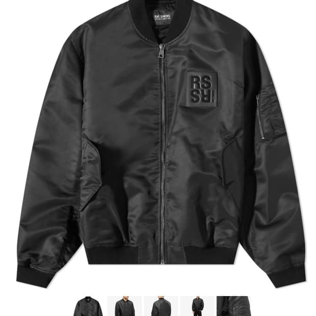 Raf simons 로고 패치 숏 봄버 자켓 블랙