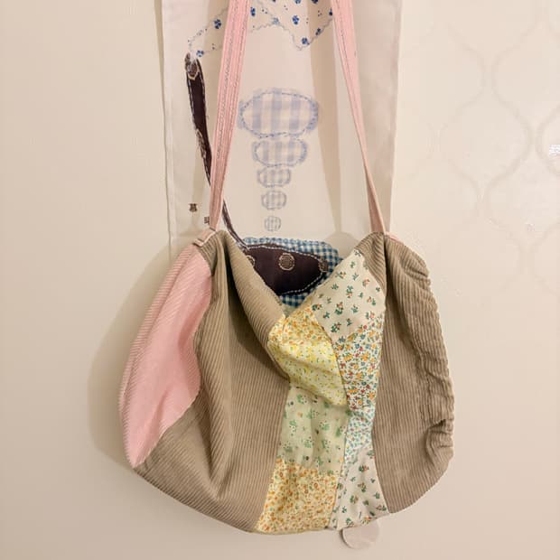 모리걸 패치워크 꽃무늬 복조리 크로스백