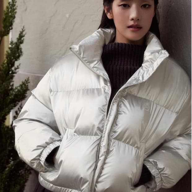 로라로라 글로시 웰론 패딩 실버