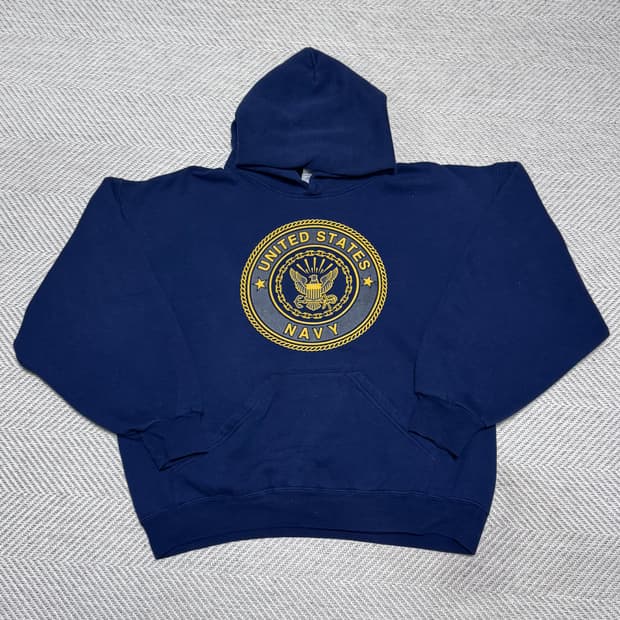 (L) 90s made in usa soffe 밀리터리 네이비 후드