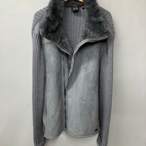 알마니 익스체인지 스웨이드 집업니트