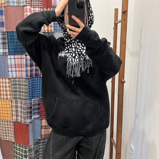 스투시 베이직 후드티 블랙