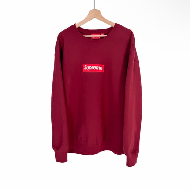 [XL] 슈프림 박스로고 크루넥 스웨트 셔츠 맨투맨 티셔츠 카디널 버건디