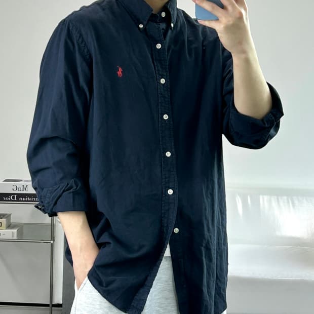 폴로 랄프로렌 네이비 레드포니 셔츠 L