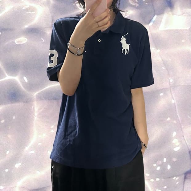 폴로 랄프로렌 빅포니 치프키프 넘버 로고 반팔 카라 티셔츠 네이비