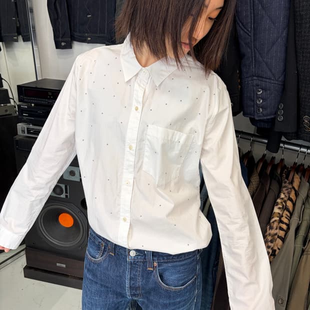 Gap 도트 화이트 코튼 셔츠