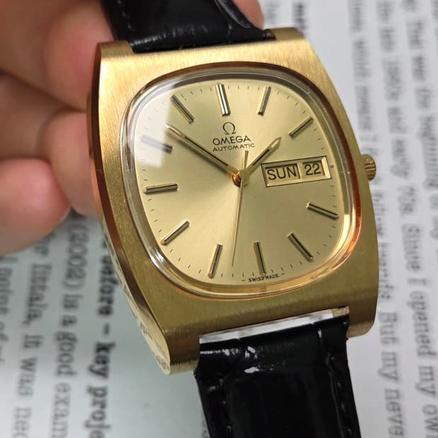레어] 빈티지 오메가 제네브 점보 테레비 올금장 샴골판 데이데이트