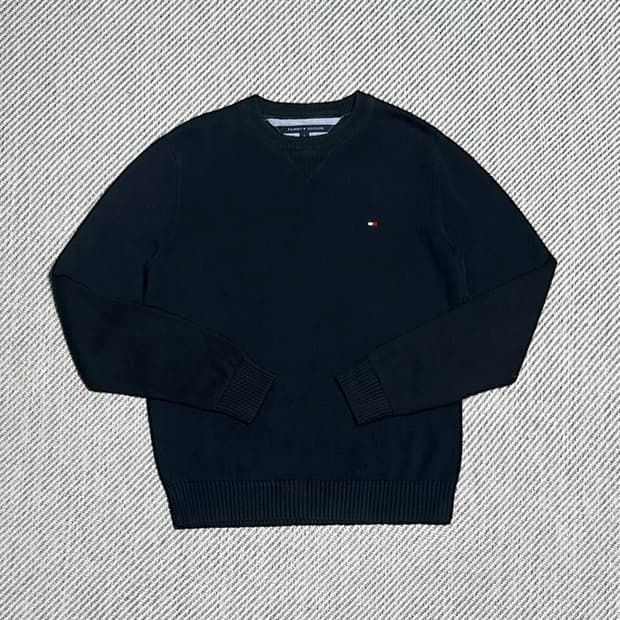 [M] Tommy 타미힐피거 네이비 코튼 라운드 니트