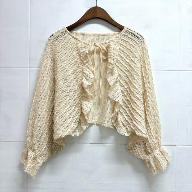 ehka sopo 버터 네트 모리걸 프릴 리본 가디건 JPN