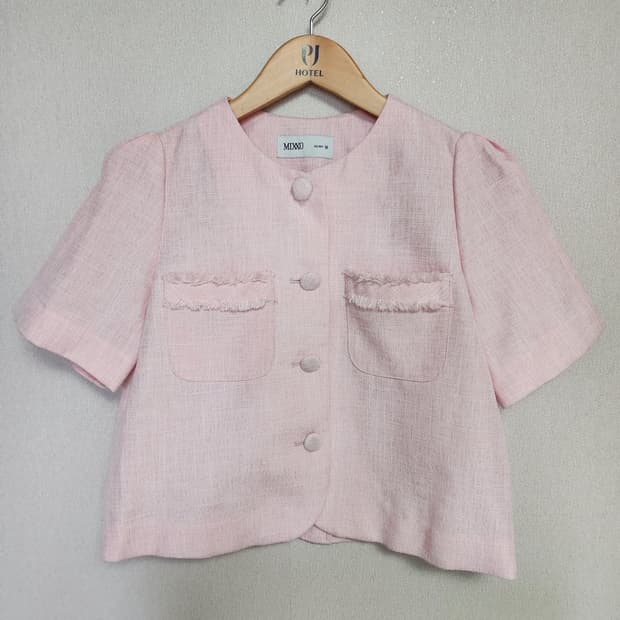 MIXXO 믹쏘 핑크 트위드 반팔 자켓