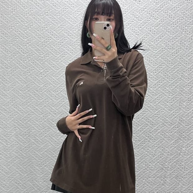 버버리 빈티지 캐주얼 초코브라우니 PK 카라 롱슬리브 S C13877