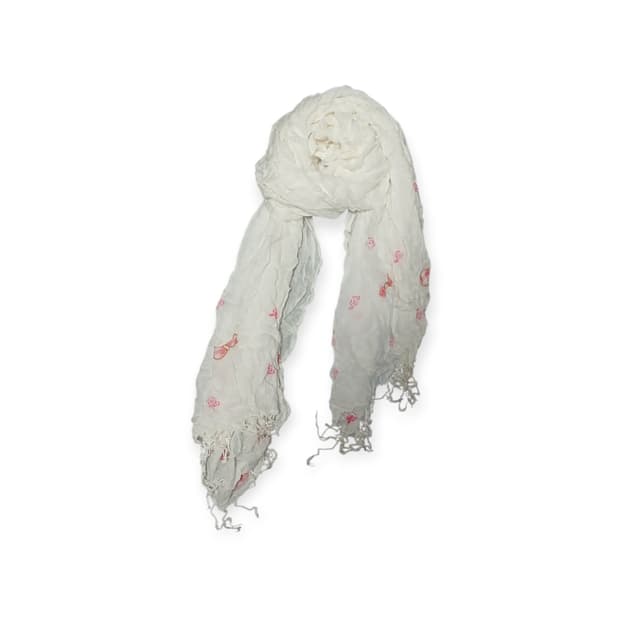 모리걸 장미 리본 무늬 화이트 스카프 