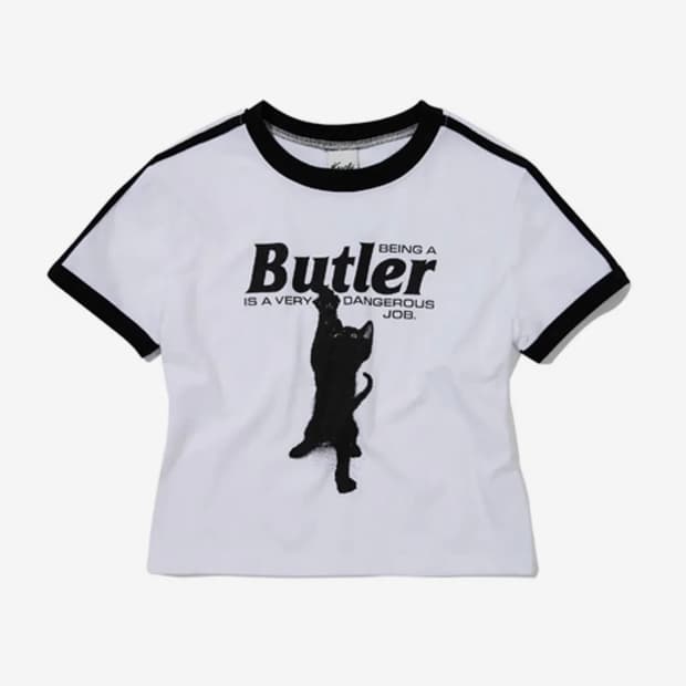 크루치 CAT BUTLER CROP T-SHIRT (WHITE)