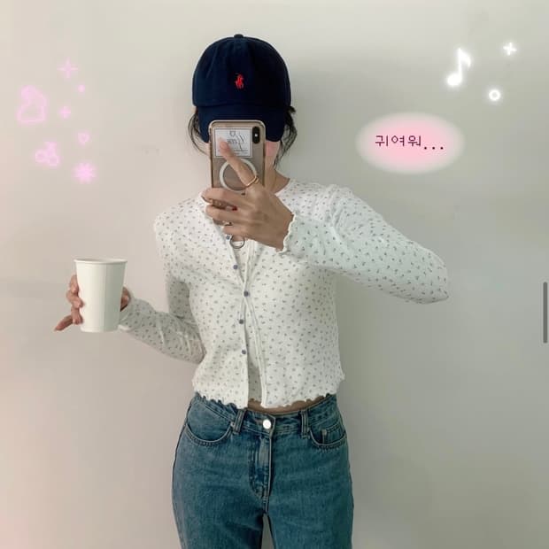 [미 개봉 새 상품] 아스띠에 플로럴 가디건+나시 세트