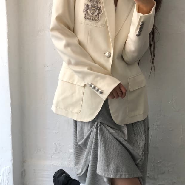 Polo 랄프로렌 아이보리 와펜 싱글 블레이저 자켓