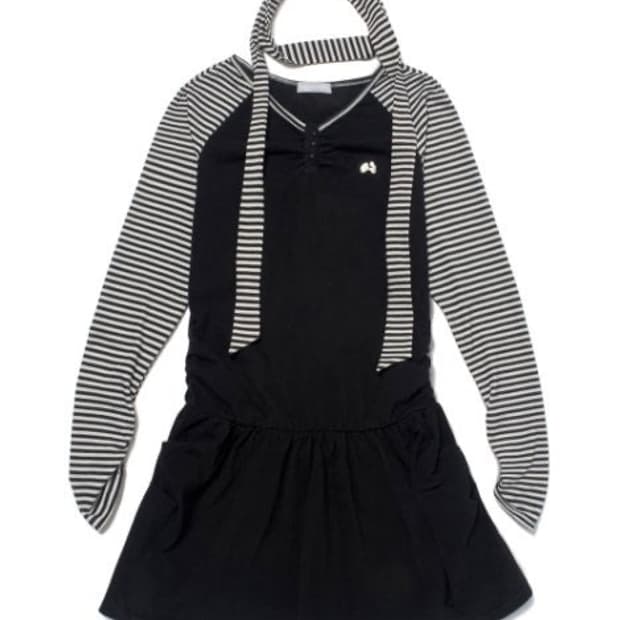 허그유어스킨 스트라이프 헨리넥 드레스 원피스 블랙