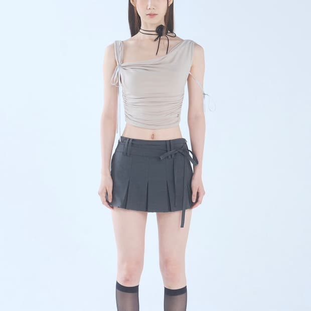 페인오어플레져 루 플리츠 스커트 s 챠콜